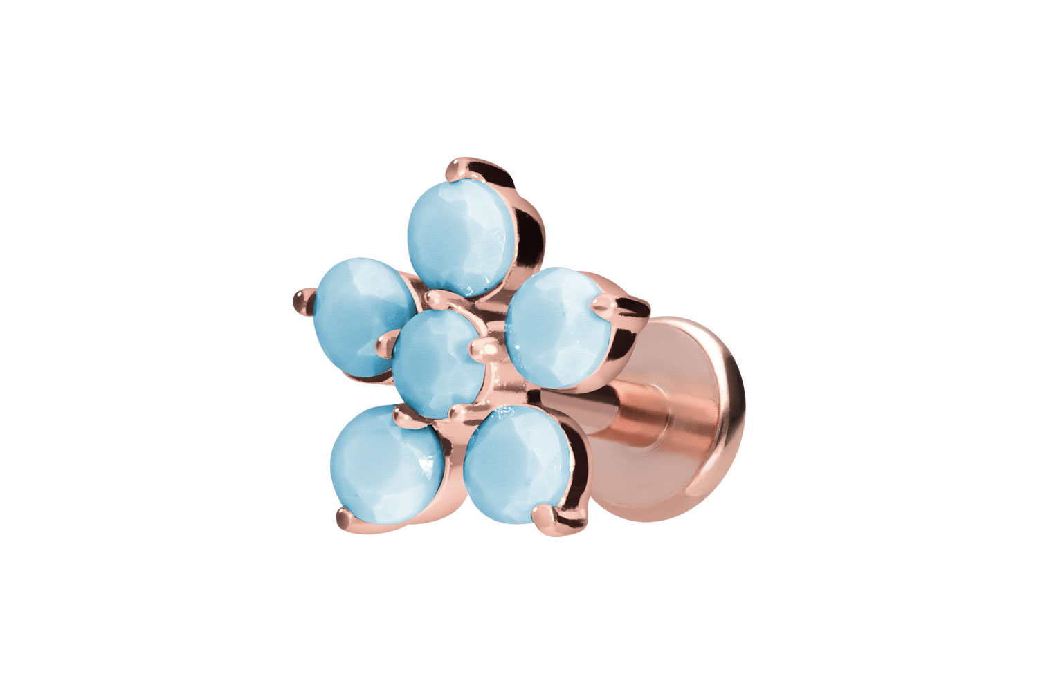 Titan Labret Piercing mit Innengewinde BLUME + SYNTHETISCHE TÜRKISE